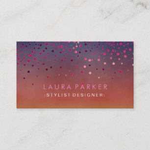 Cartão De Visita Céu elegante dos confetes do rosa do brilho do