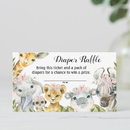 Cartão De Visita Chá de fraldas Raffle Fralda Safari