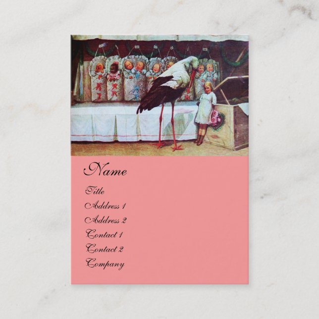 Cartão De Visita CHÁ DE FRALDAS STORING cor-de-rosa (Frente)