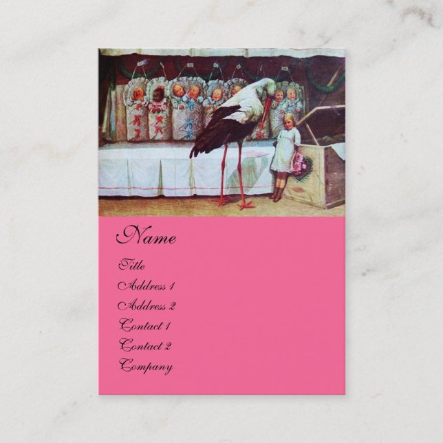 Cartão De Visita CHÁ DE FRALDAS STORING cor-de-rosa (Frente)