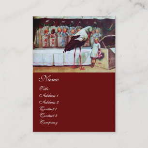 Cartão De Visita CHÁ DE FRALDAS STORK vermelho