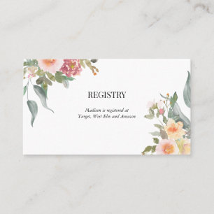 Cartão De Visita Chá de Noiva Aquarela Floral Rosa Verde