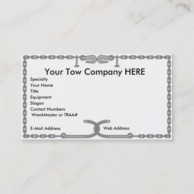 Cartão de visita Chain do reboque (Frente)