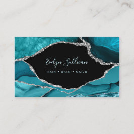 Cartão De Visita chalé elegante de cor d'água agate a preto