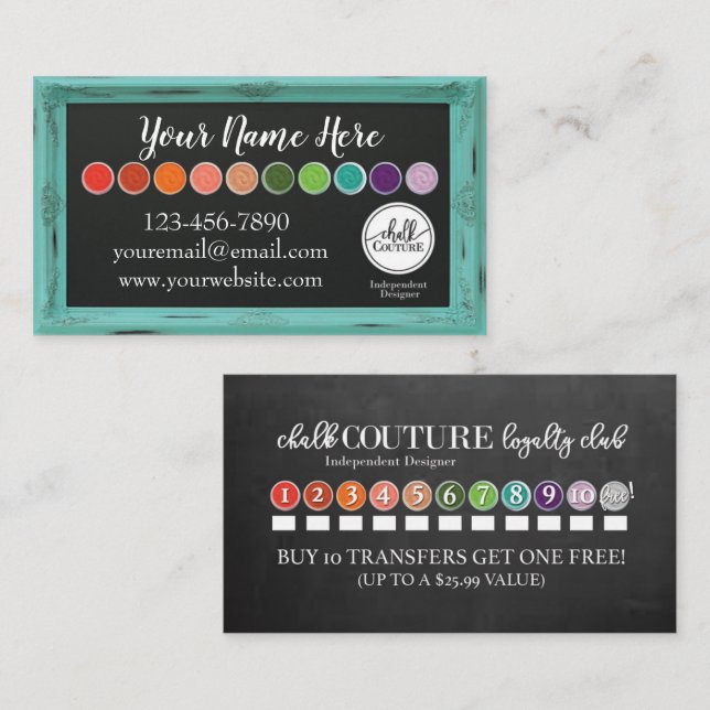 Cartão De Visita Chalk Couture Custom Business Card (Frente/Verso)