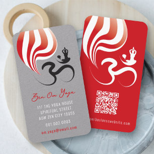 Cartão De Visita Chama Espiritual do Ioga Om Caligrafia Zen