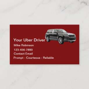 Cartão De Visita Chamada de Carona de Motorista Uber Simples e Sofi