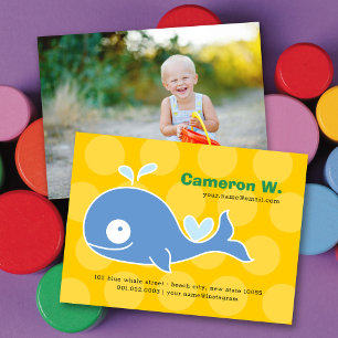 Cartão De Visita Chamada Fotográfica de Perfil de Criança de Baleia
