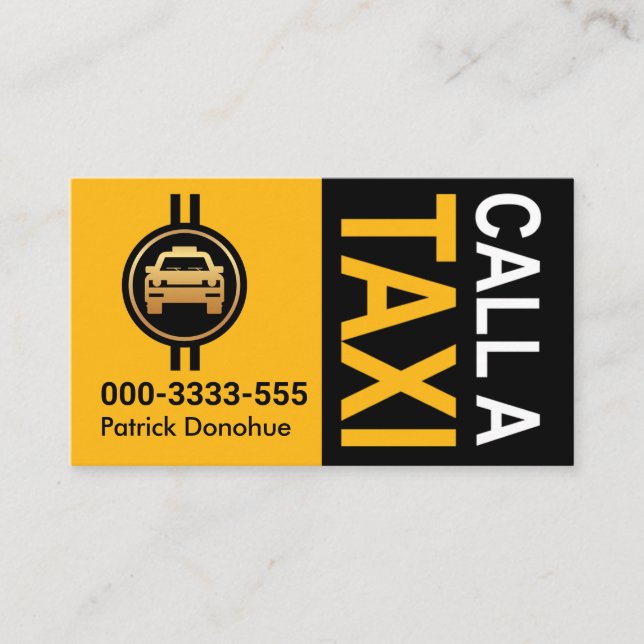 Cartão De Visita CHAMAR UM Driver De Cabina TAXI (Frente)