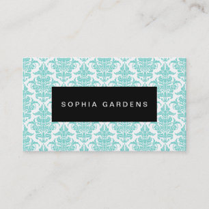 Cartão De Visita Chame Plate - Damask - Aqua