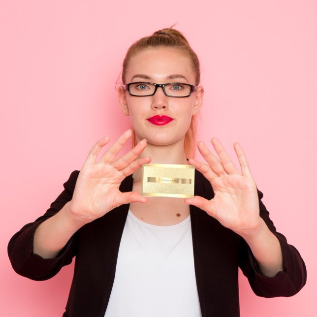 Cartão De Visita Champaigne Dourado quadro metálico Faux Luxury (Criador carregado)