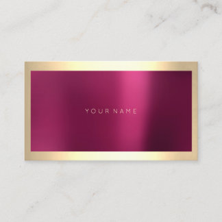 Cartão De Visita Champaigne Frame Dourado Metálico Burgundy Mínimo