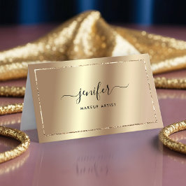 Cartão De Visita Champanhe Dourado Monograma Elegante