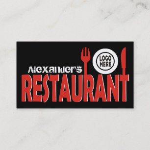 Cartão De Visita Chapa de louça de texto do restaurante, vermelha,