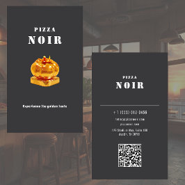 Cartão De Visita Charcoal Black Pizza Restaurant Chic Modern Shop