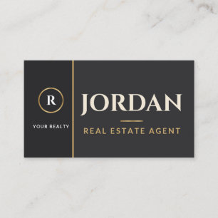Cartão de Visita Charcoal Gold Realtor Logo