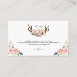 Cartão De Visita Charm Pink Blush Floral Antlers Casamento