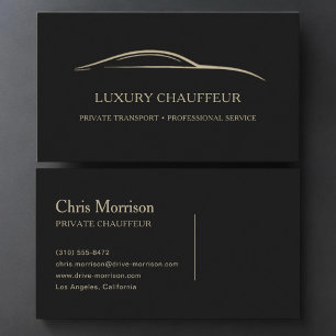 Cartão De Visita Chauffeur de Luxo Preto e Dourado