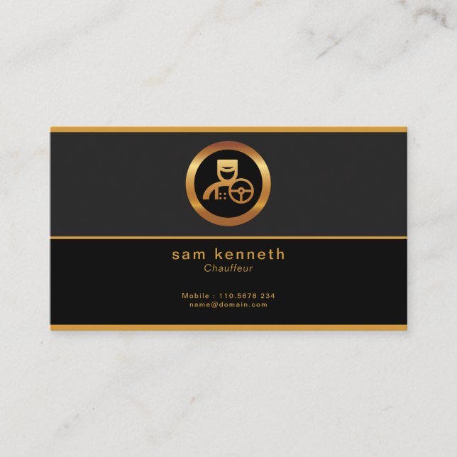 Cartão De Visita Chauffeur Mínimo Negro Negrito e Corporativo (Frente)