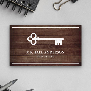 Cartão De Visita Chave Antiga Rústica de Madeira de Celeiro Imóvel