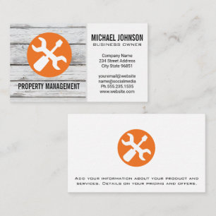 Cartão De Visita Chave de parafusos de chave inglesa   Madeira