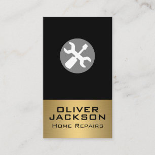 Cartão De Visita Chave inglesa e chave de fenda Metálico Dourado