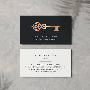 Cartão De Visita Chave Vintage Cobre Imóveis