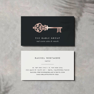 Cartão De Visita Chave Vintage ROSA Imóveis