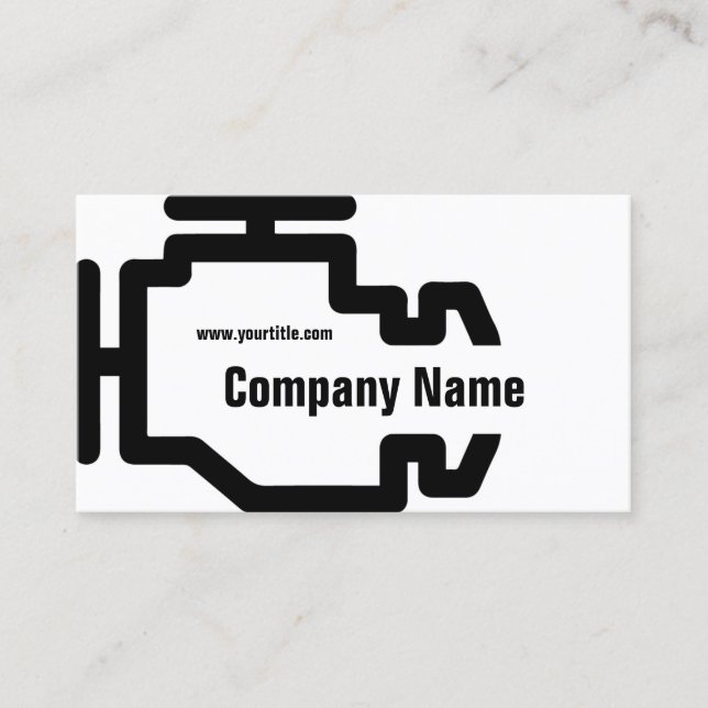 Cartão De Visita Check Engine Service Black White Card (Frente)