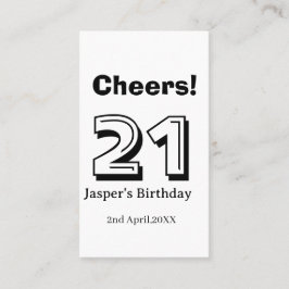 Cartão De Visita Cheers 21 birthday bold letter name boy man gifts 