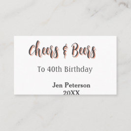 Cartão De Visita Cheers & beers to 40th birthday gray name year sin