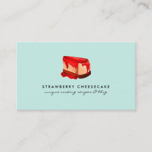 Cartão De Visita Cheesecake de Pastel Azul Turquesa Sobremesa de Ma