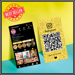 Cartão De Visita Chef Bakery Instagram Caterária Amarela QR