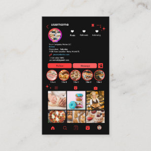 Cartão De Visita Chef Bakery Instagram Red Paery Caterer QR