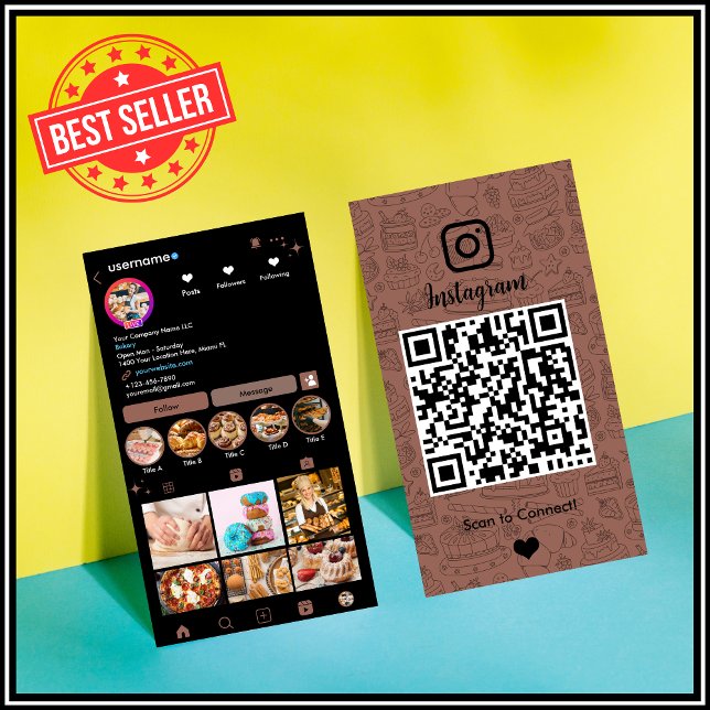 Cartão de Visita Chef Bakery Instagram Terracotta  (Criador carregado)