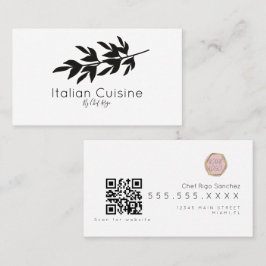 Cartão De Visita Chef Botânico Italiano do Branch Oleícola Negro