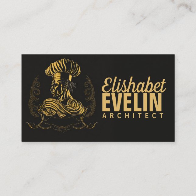 Cartão De Visita Chef Catering Dourado Negra Moderna Piscando 507 (Frente)