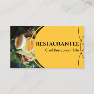 Cartão De Visita Chef de Cozinha Amarela Personalizada de Restauran