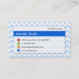 Cartão De Visita Chef de Cuisine - Chevron Azul Moderno