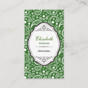 Cartão De Visita Chef de Cuisine - Padrão de Paisley Retroativo