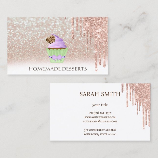 Cartão De Visita Chef de cupcake, fofo (Frente/Verso)