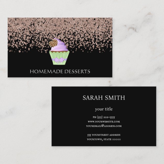 Cartão De Visita Chef de cupcake, fofo (Frente/Verso)