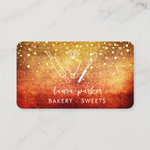 Cartão De Visita Chef de padaria com saco rolante de pinos de uísqu