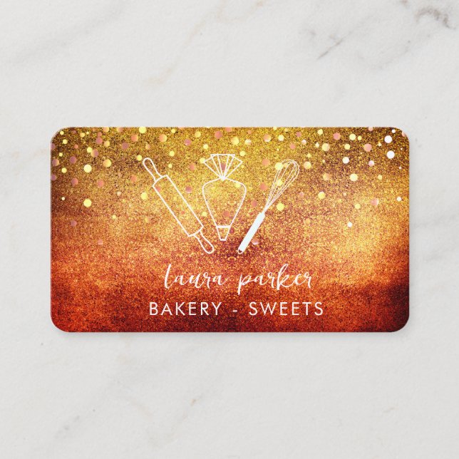 Cartão De Visita Chef de padaria com saco rolante de pinos de uísqu (Frente)