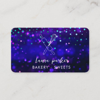 Cartão De Visita Chef de padaria com uísque rolando pino púrpura az