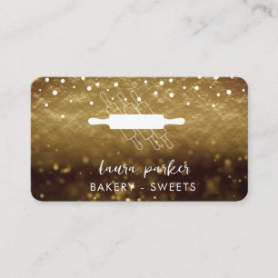 Cartão De Visita Chef de padaria Rolando pino branco Dourado feito 