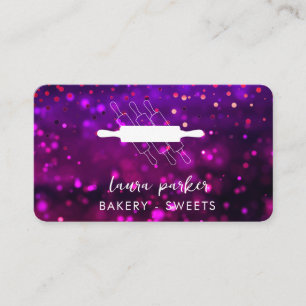 Cartão De Visita Chef de padaria Rolando Pinos Púrpura Pastelaria a