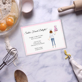 Cartão De Visita Chef de pastelaria aquarela com bolo de casamento