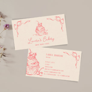 Cartão De Visita Chef de pastelaria de Cupcake doce desenhado à mão