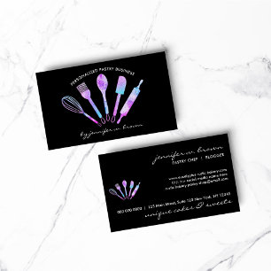 Cartão De Visita Chef de pastelaria de padaria holográfica brilhant